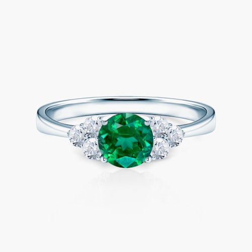 Pierścionek zaręczynowy Fairytale: białe złoto, szmaragd